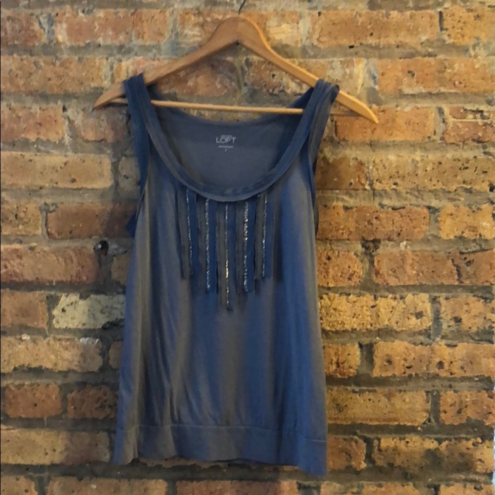 LOFT Cotton/Modal Blouse with bead detail - sz S